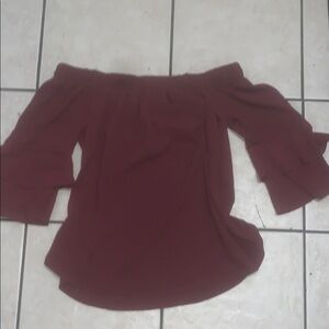 Moa Moa Off-Shoulder Burgundy Blouse